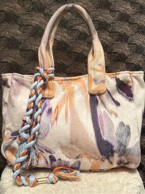 Vince Camuto Pastel Tie-Dye Canvas Tote in Blue, Orange & Purple